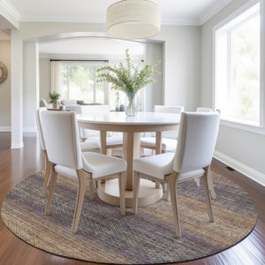HomeRoots 5' Durable Eggplant and Brown Geometric Area Rug for Indoor and Outdoor Use - Easy Care, Stylish Design 8' Round 628802