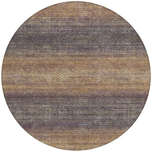 HomeRoots 5' Durable Eggplant and Brown Geometric Area Rug for Indoor and Outdoor Use - Easy Care, Stylish Design 8' Round 628802