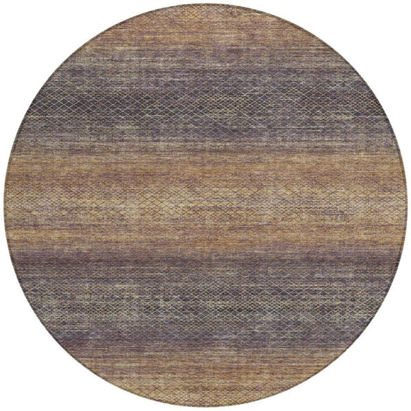 HomeRoots 5' Durable Eggplant and Brown Geometric Area Rug for Indoor and Outdoor Use - Easy Care, Stylish Design 8' Round 628802
