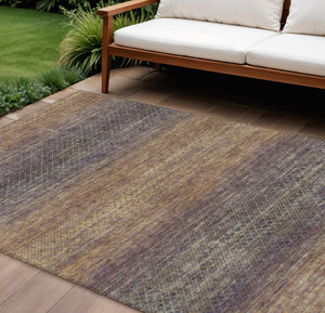 HomeRoots 5' Durable Eggplant and Brown Geometric Area Rug for Indoor and Outdoor Use - Easy Care, Stylish Design 8' X 10' 628803