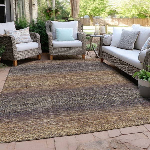 HomeRoots 5' Durable Eggplant and Brown Geometric Area Rug for Indoor and Outdoor Use - Easy Care, Stylish Design 8' X 10' 628803