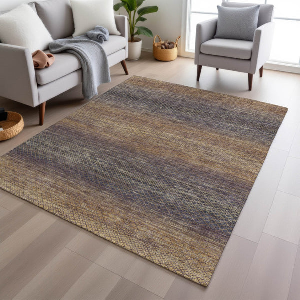 HomeRoots 5' Durable Eggplant and Brown Geometric Area Rug for Indoor and Outdoor Use - Easy Care, Stylish Design 9' X 12' 628804