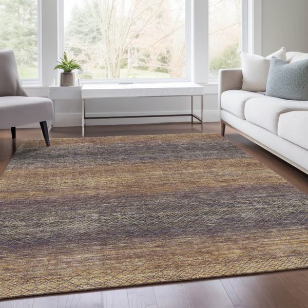 HomeRoots 5' Durable Eggplant and Brown Geometric Area Rug for Indoor and Outdoor Use - Easy Care, Stylish Design 10' X 14' 628805