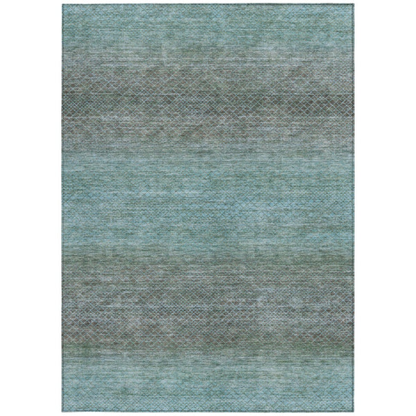 HomeRoots 5' Stylish Teal Blue and Brown Geometric Area Rug - Durable, Washable Design for Indoor/Outdoor Use 5' X 8' 628813