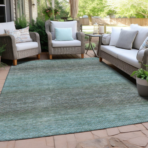HomeRoots 5' Stylish Teal Blue and Brown Geometric Area Rug - Durable, Washable Design for Indoor/Outdoor Use 5' X 8' 628813