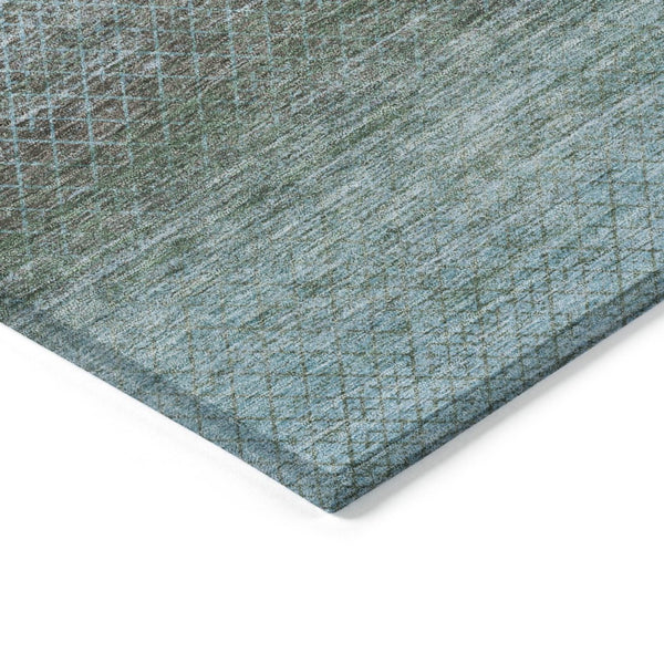 HomeRoots 5' Stylish Teal Blue and Brown Geometric Area Rug - Durable, Washable Design for Indoor/Outdoor Use 5' X 8' 628813