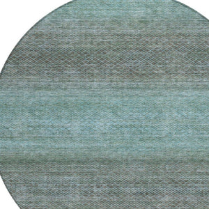HomeRoots 5' Stylish Teal Blue and Brown Geometric Area Rug - Durable, Washable Design for Indoor/Outdoor Use 8' Round 628814