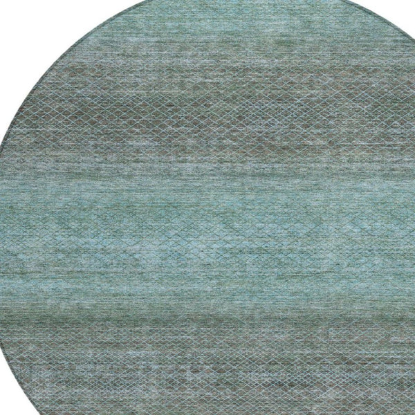 HomeRoots 5' Stylish Teal Blue and Brown Geometric Area Rug - Durable, Washable Design for Indoor/Outdoor Use 8' Round 628814