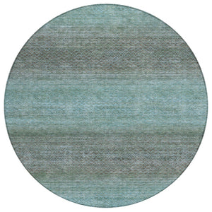 HomeRoots 5' Stylish Teal Blue and Brown Geometric Area Rug - Durable, Washable Design for Indoor/Outdoor Use 8' Round 628814