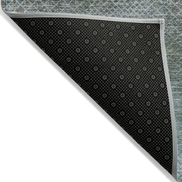 HomeRoots 5' Stylish Teal Blue and Brown Geometric Area Rug - Durable, Washable Design for Indoor/Outdoor Use 8' Round 628814
