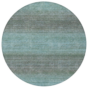 HomeRoots 5' Stylish Teal Blue and Brown Geometric Area Rug - Durable, Washable Design for Indoor/Outdoor Use 8' Round 628814