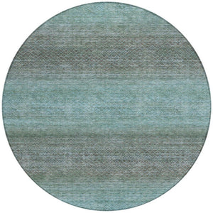 HomeRoots 5' Stylish Teal Blue and Brown Geometric Area Rug - Durable, Washable Design for Indoor/Outdoor Use 8' Round 628814