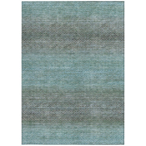 HomeRoots 5' Stylish Teal Blue and Brown Geometric Area Rug - Durable, Washable Design for Indoor/Outdoor Use 8' X 10' 628815