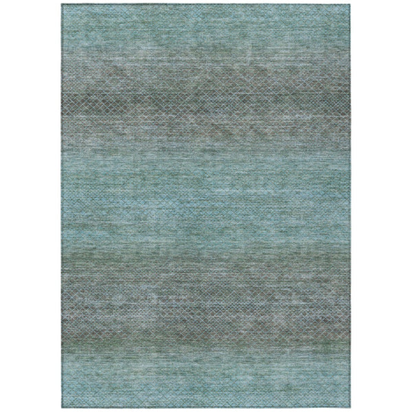 HomeRoots 5' Stylish Teal Blue and Brown Geometric Area Rug - Durable, Washable Design for Indoor/Outdoor Use 8' X 10' 628815