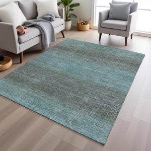 HomeRoots 5' Stylish Teal Blue and Brown Geometric Area Rug - Durable, Washable Design for Indoor/Outdoor Use 8' X 10' 628815