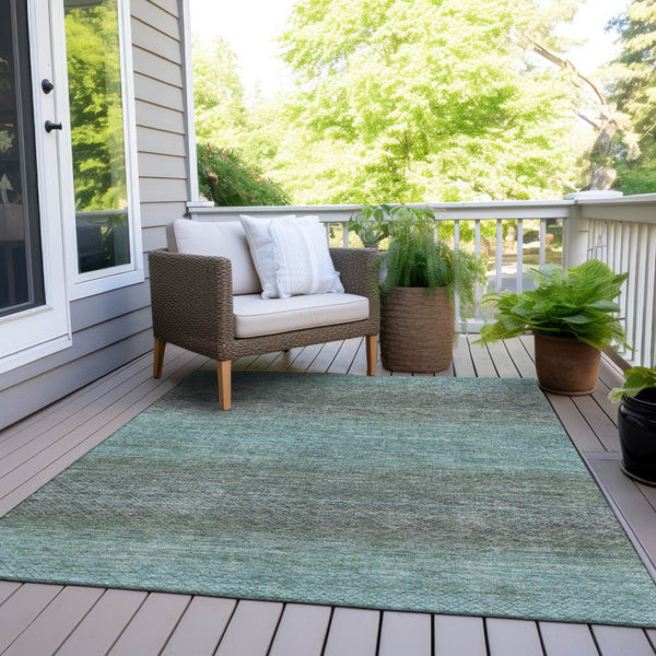 HomeRoots 5' Stylish Teal Blue and Brown Geometric Area Rug - Durable, Washable Design for Indoor/Outdoor Use 8' X 10' 628815