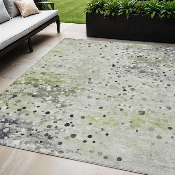 HomeRoots 5' Artichoke Green and Purple Abstract Washable Area Rug for Stylish Indoor and Outdoor Spaces 5' X 8' 628837