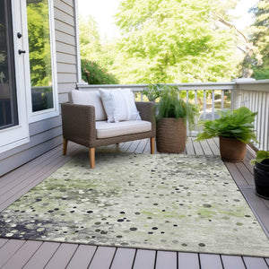 HomeRoots 5' Artichoke Green and Purple Abstract Washable Area Rug for Stylish Indoor and Outdoor Spaces 5' X 8' 628837