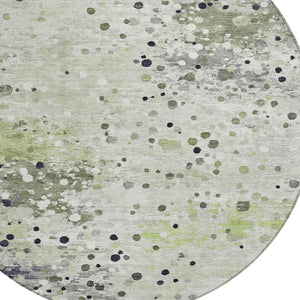 HomeRoots 5' Artichoke Green and Purple Abstract Washable Area Rug for Stylish Indoor and Outdoor Spaces 8' Round 628838