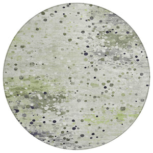HomeRoots 5' Artichoke Green and Purple Abstract Washable Area Rug for Stylish Indoor and Outdoor Spaces 8' Round 628838