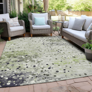 HomeRoots 5' Artichoke Green and Purple Abstract Washable Area Rug for Stylish Indoor and Outdoor Spaces 8' X 10' 628839