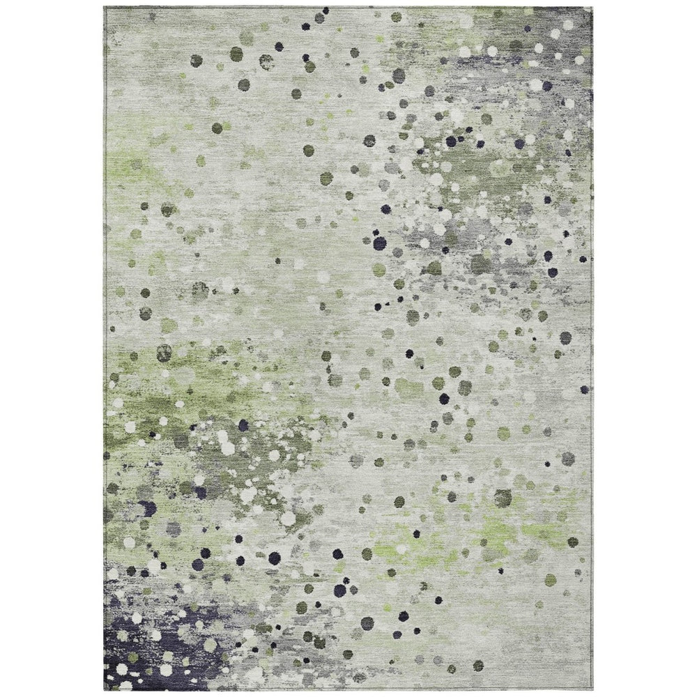 HomeRoots 5' Artichoke Green and Purple Abstract Washable Area Rug for Stylish Indoor and Outdoor Spaces 9' X 12' 628840