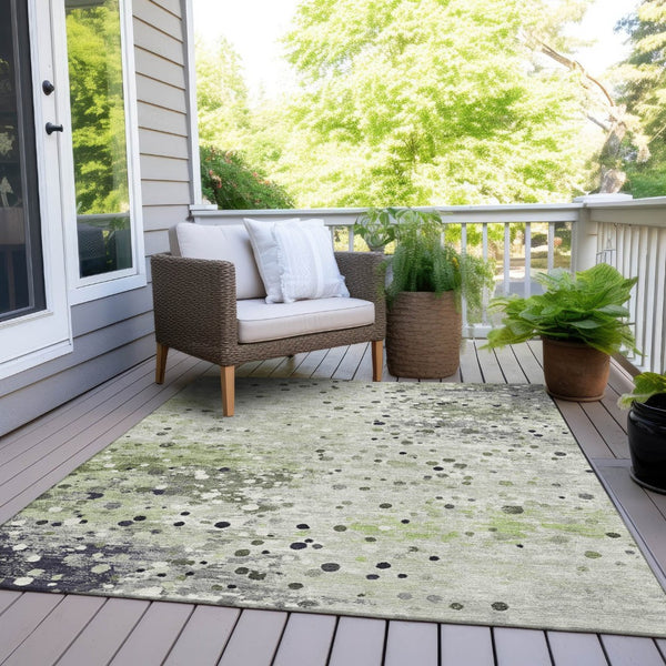 HomeRoots 5' Artichoke Green and Purple Abstract Washable Area Rug for Stylish Indoor and Outdoor Spaces 9' X 12' 628840