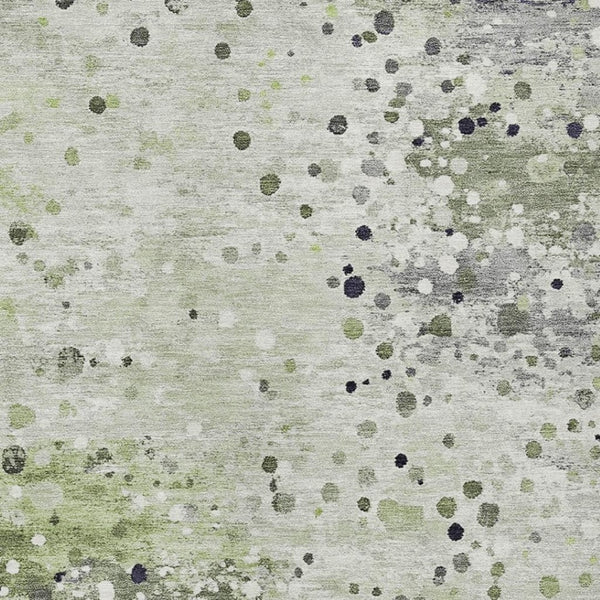 HomeRoots 5' Artichoke Green and Purple Abstract Washable Area Rug for Stylish Indoor and Outdoor Spaces 10' X 14' 628841