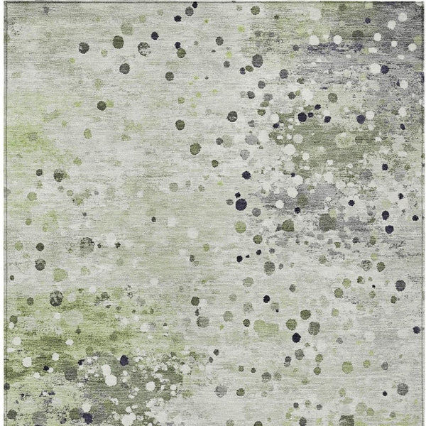 HomeRoots 5' Artichoke Green and Purple Abstract Washable Area Rug for Stylish Indoor and Outdoor Spaces 10' X 14' 628841