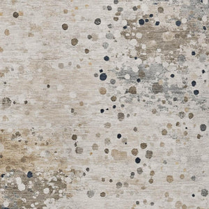 HomeRoots 5' Ivory and Taupe Abstract Washable Area Rug for Indoor and Outdoor High-Traffic Spaces 5' X 8' 628843