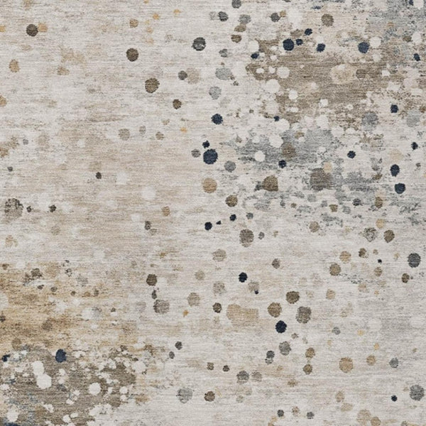 HomeRoots 5' Ivory and Taupe Abstract Washable Area Rug for Indoor and Outdoor High-Traffic Spaces 5' X 8' 628843