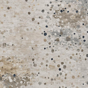 HomeRoots 5' Ivory and Taupe Abstract Washable Area Rug for Indoor and Outdoor High-Traffic Spaces 8' X 10' 628845