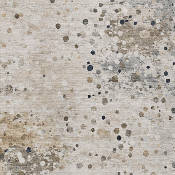 HomeRoots 5' Ivory and Taupe Abstract Washable Area Rug for Indoor and Outdoor High-Traffic Spaces 8' X 10' 628845