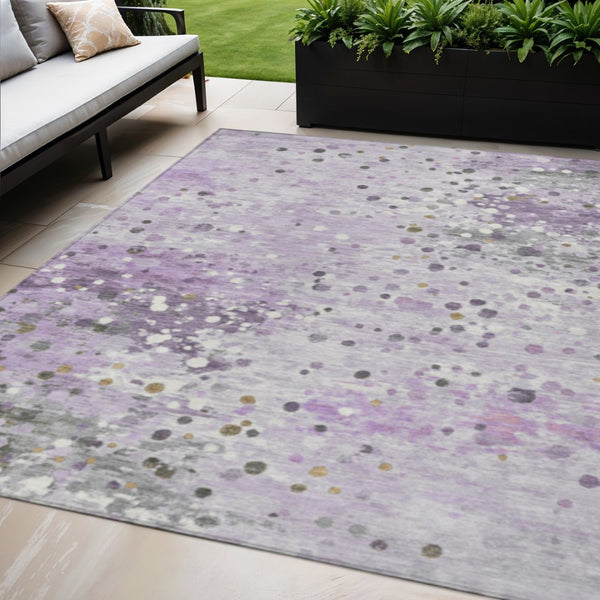 HomeRoots 5' Modern Lavender and Ivory Abstract Area Rug – Stylish, Durable, Washable for Indoor/Outdoor Use 5' X 8' 628849