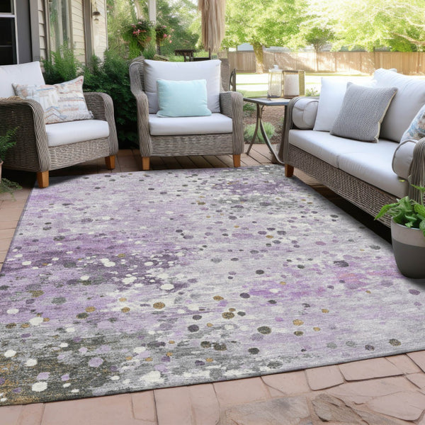 HomeRoots 5' Modern Lavender and Ivory Abstract Area Rug – Stylish, Durable, Washable for Indoor/Outdoor Use 5' X 8' 628849