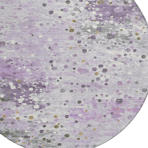 HomeRoots 5' Modern Lavender and Ivory Abstract Area Rug – Stylish, Durable, Washable for Indoor/Outdoor Use 8' Round 628850