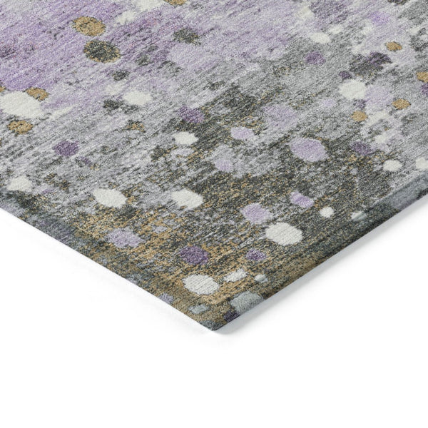 HomeRoots 5' Modern Lavender and Ivory Abstract Area Rug – Stylish, Durable, Washable for Indoor/Outdoor Use 8' Round 628850