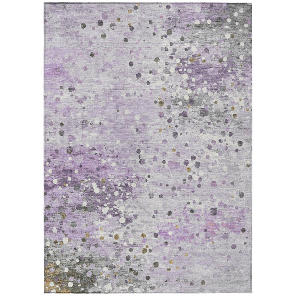 HomeRoots 5' Modern Lavender and Ivory Abstract Area Rug – Stylish, Durable, Washable for Indoor/Outdoor Use 9' X 12' 628852