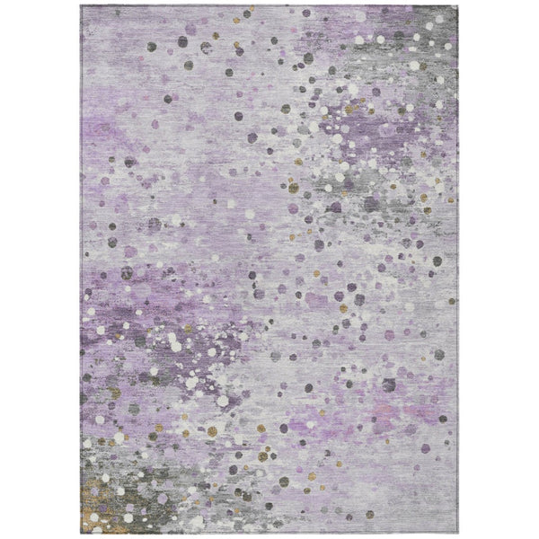 HomeRoots 5' Modern Lavender and Ivory Abstract Area Rug – Stylish, Durable, Washable for Indoor/Outdoor Use 9' X 12' 628852