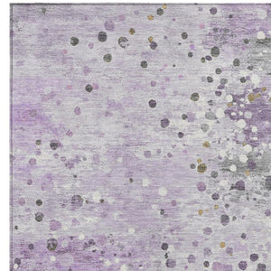 HomeRoots 5' Modern Lavender and Ivory Abstract Area Rug – Stylish, Durable, Washable for Indoor/Outdoor Use 9' X 12' 628852