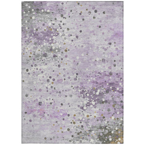 HomeRoots 5' Modern Lavender and Ivory Abstract Area Rug – Stylish, Durable, Washable for Indoor/Outdoor Use 10' X 14' 628853