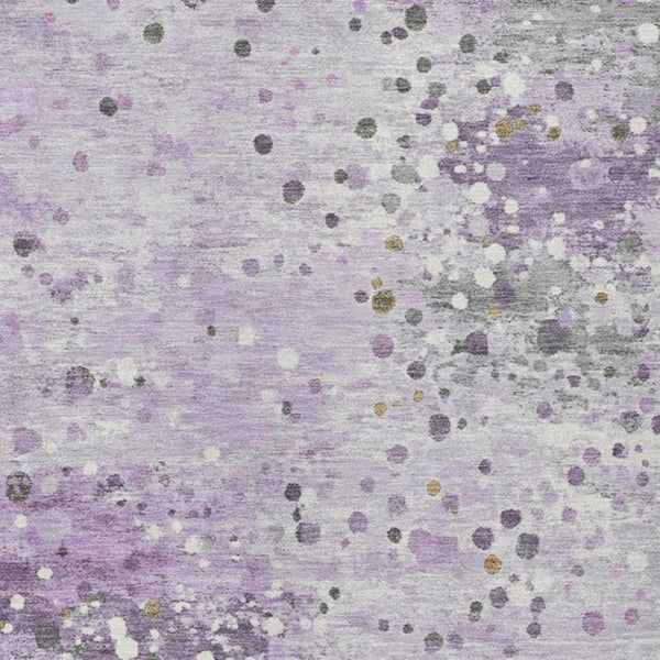 HomeRoots 5' Modern Lavender and Ivory Abstract Area Rug – Stylish, Durable, Washable for Indoor/Outdoor Use 10' X 14' 628853