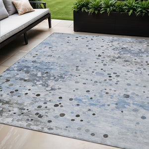 HomeRoots 5' Sky Blue and Gray Abstract Area Rug - Durable, Washable Design for Indoor and Outdoor Spaces 5' X 8' 628855