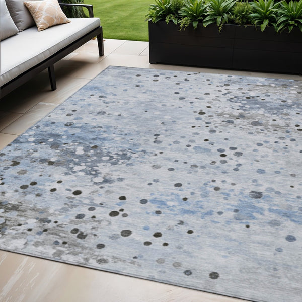 HomeRoots 5' Sky Blue and Gray Abstract Area Rug - Durable, Washable Design for Indoor and Outdoor Spaces 5' X 8' 628855