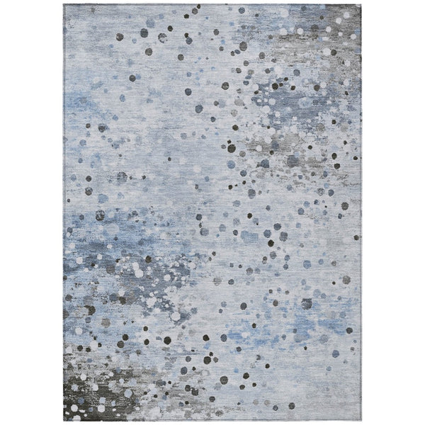 HomeRoots 5' Sky Blue and Gray Abstract Area Rug - Durable, Washable Design for Indoor and Outdoor Spaces 5' X 8' 628855