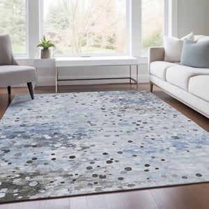 HomeRoots 5' Sky Blue and Gray Abstract Area Rug - Durable, Washable Design for Indoor and Outdoor Spaces 5' X 8' 628855