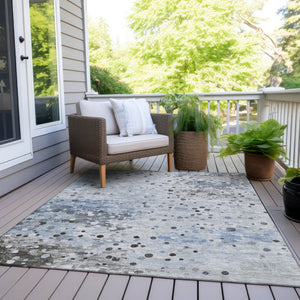HomeRoots 5' Sky Blue and Gray Abstract Area Rug - Durable, Washable Design for Indoor and Outdoor Spaces 5' X 8' 628855