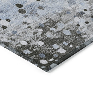 HomeRoots 5' Sky Blue and Gray Abstract Area Rug - Durable, Washable Design for Indoor and Outdoor Spaces 8' Round 628856