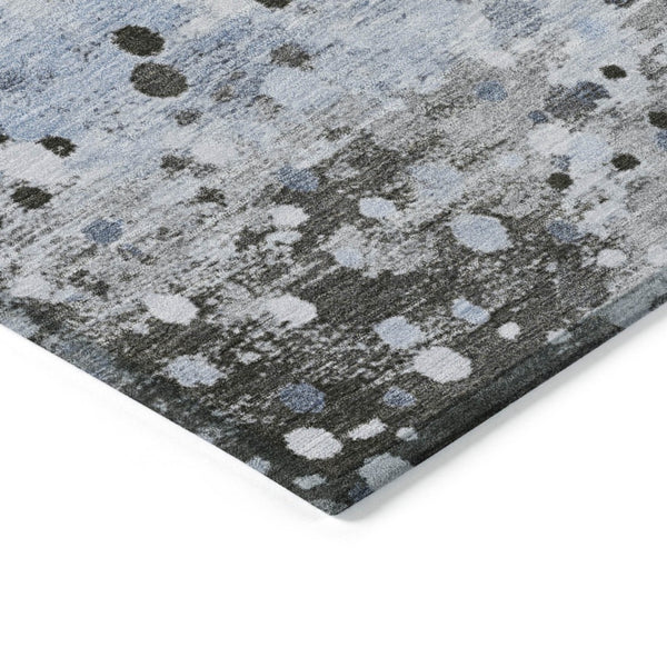 HomeRoots 5' Sky Blue and Gray Abstract Area Rug - Durable, Washable Design for Indoor and Outdoor Spaces 8' Round 628856