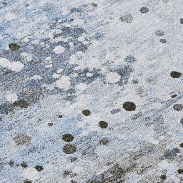 HomeRoots 5' Sky Blue and Gray Abstract Area Rug - Durable, Washable Design for Indoor and Outdoor Spaces 8' Round 628856